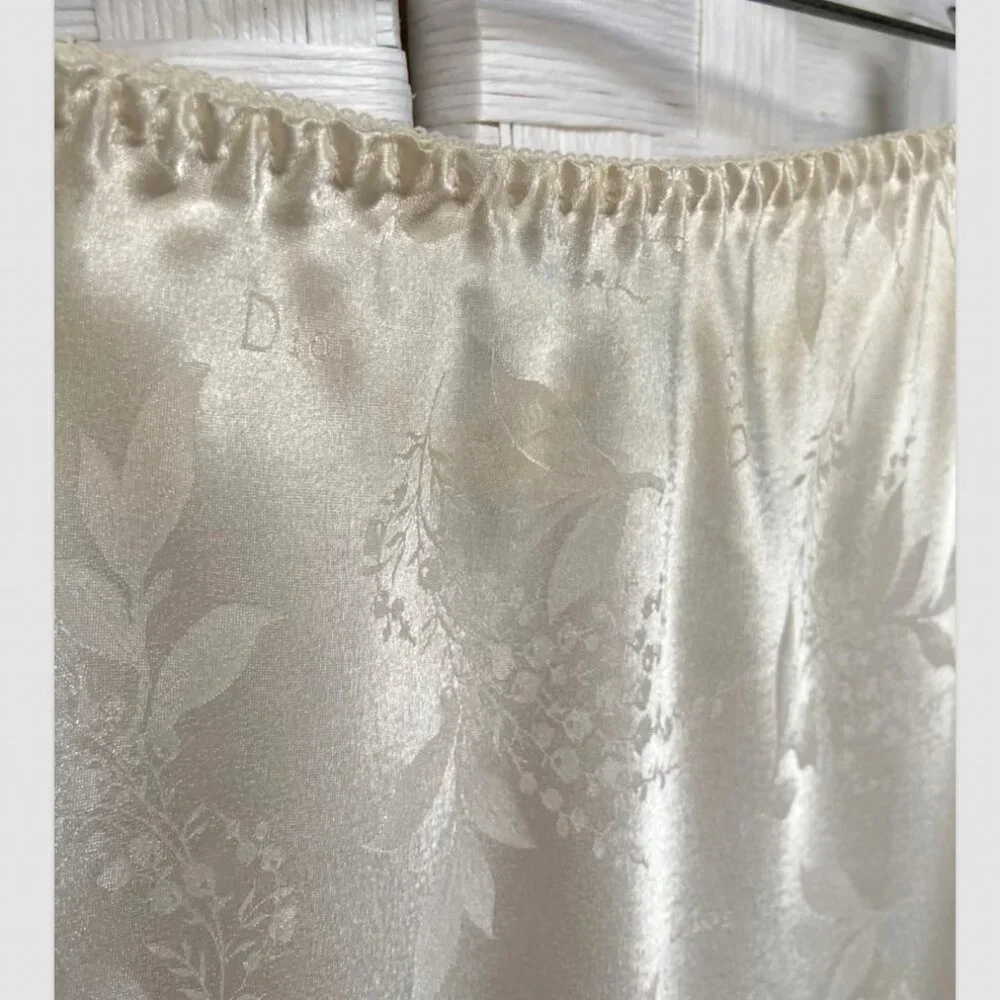 VTG Christian Dior Saks Fifth Avenue Ivory Satin Slip Skirt Size L - Picture 4 of 7